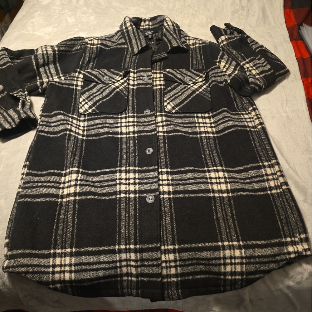 Womens Coffee Shop Plaid Shacket Size 2x Button Up Jacket Hipster Lumberjack